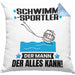 Schwimmsportler Kissen mit Füllung 40x40 Geschenk für Schwimmsportler Der Mann Der Alles Kann Geschenkidee zum Geburtstag (Grau) Blau Trendation