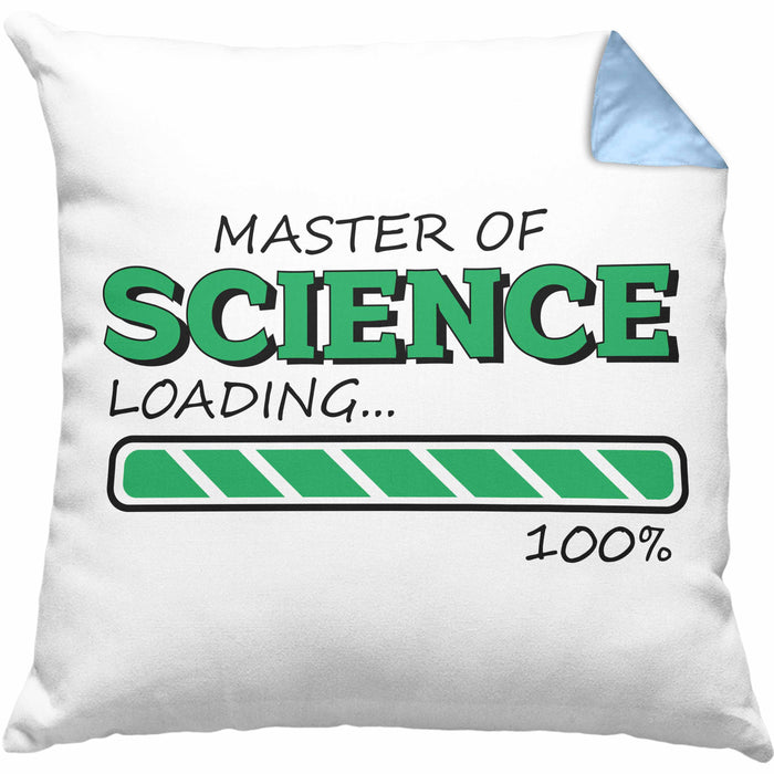 Lustige Kissen mit Füllung 40x40 "Master Of Science Loading" - Geschenkidee für Absolventen Master (Grau) Blau Trendation