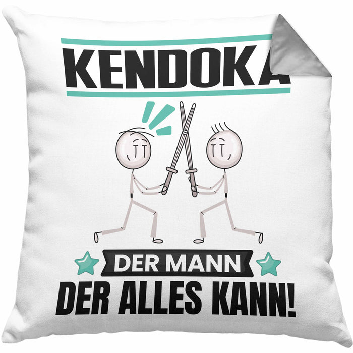 Kendoka Kissen mit Füllung 40x40 Geschenk für Kendoka Der Mann Der Alles Kann Geschenkidee zum Geburtstag (Grau) Grau Trendation