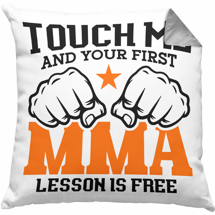 MMA-Kissen mit Füllung 40x40 Geschenk für MMA-Kämpfer Geschenkidee First MMA Lesson (Grau) Grau Trendation