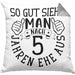 Hölzerne Hochzeit Kissen mit Füllung 40x40 Geschenk Ehemann Ehefrau Partner So Gut Sieht Man Nach 5 Jahren Ehe Aus (Grau) Grau Trendation