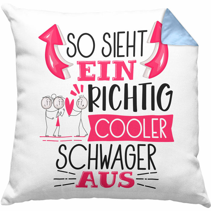 So Sieht Ein Richtig Cooler Schwager Aus Geschenk Kissen mit Füllung 40x40 Lustiger Spruch Geschenkidee (Grau) Blau Trendation