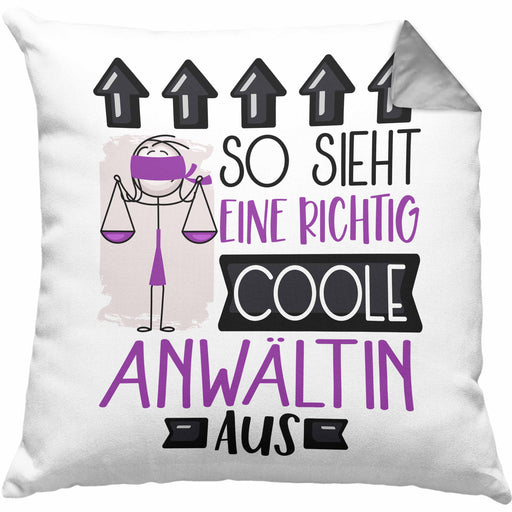 Anwältin Geschenk Kissen mit Füllung 40x40 Lustig Geschenkidee für Anwältin Geburtstag So Sieht Eine Richtig Coole Anwältin Aus Frauen Spruch (Grau) Grau Trendation