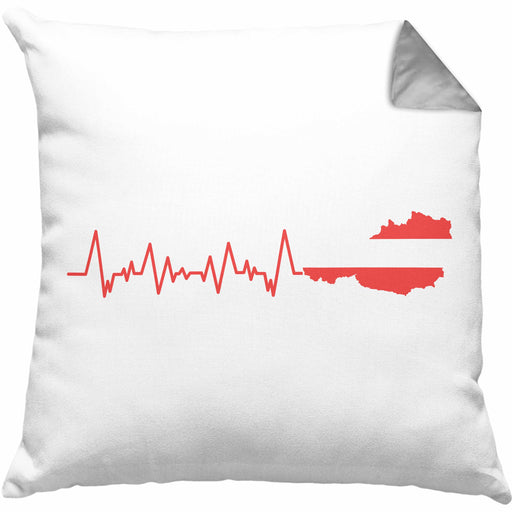 Austria Kissen mit Füllung 40x40 Geschenk Herzschlag Österreich Heimat Alpen EKG (Grau) Grau Trendation