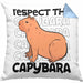 Respect The Capybara Kissen mit Füllung 40x40 Capybara Tier Geschenk für Capybara Liebhaber (Grau) Blau Trendation