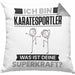 Karatesportler Kissen mit Füllung 40x40 Geschenk für Karatesportler Geburtstag Lustiger Spruch Was Ist Deine Superkraft (Grau) Grau Trendation