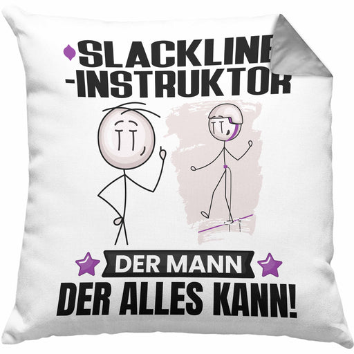 Slackline-Instruktor Kissen mit Füllung 40x40 Geschenk für Slackline-Instruktor Der Mann Der Alles Kann Geschenkidee zum Geburtstag (Grau) Grau Trendation