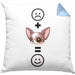 Chihuahua Kissen mit Füllung 40x40 Geschenk für Chihuahua Besitzer Lustige Geschenkidee :( + Chihuahua = :) (Grau) Blau Trendation