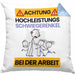 Schwiegerenkel Kissen mit Füllung 40x40 Geschenk Lustiger Spruch Geschenkidee für Schwiegerenkel Achtung Hochleistungs Schwiegerenkel Bei Der Arbeit (Grau) Blau Trendation