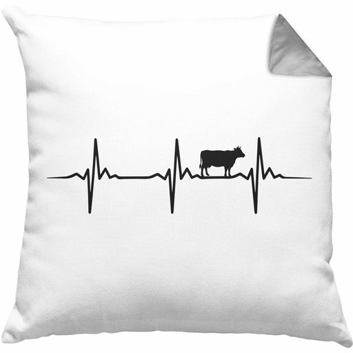 Kuh Herzschlag Bauer Rind Bauernhof Landwirt Geschenk Kissen mit Füllung 40x40 (Grau) Grau Trendation