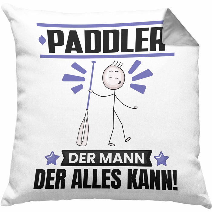 Paddler Kissen mit Füllung 40x40 Geschenk für Paddler Der Mann Der Alles Kann Geschenkidee zum Geburtstag (Grau) Grau Trendation
