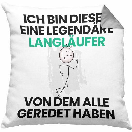 Langläufer Geschenk Kissen mit Füllung 40x40 Lustige Geschenkidee Geburtstag für Langläufer Ich Bin Dieser Legendäre Langläufer Von Dem Alle Geredet Haben (Grau) Grau Trendation