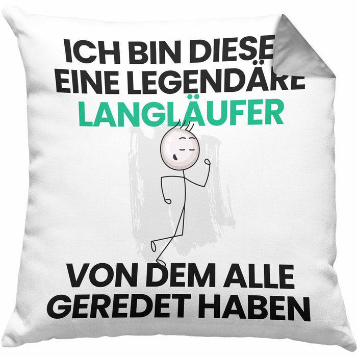 Langläufer Geschenk Kissen mit Füllung 40x40 Lustige Geschenkidee Geburtstag für Langläufer Ich Bin Dieser Legendäre Langläufer Von Dem Alle Geredet Haben (Grau) Grau Trendation