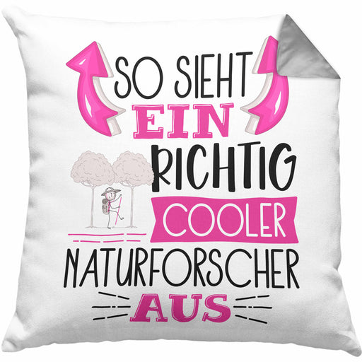 So Sieht Ein Richtig Cooler Naturforscher Aus Kissen mit Füllung 40x40 Geschenk für Naturforschende Geburtstag Geschenkdiee (Grau) Grau Trendation