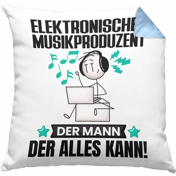 ElektronischerMusikproduzent Kissen mit Füllung 40x40 Geschenk für ElektronischerMusikproduzent Der Mann Der Alles Kann Geschenkidee zum Geburtstag (Grau) Blau Trendation