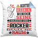 Rocker Geschenk Kissen mit Füllung 40x40 Lustiger Spruch Erheben Sie Sich Der Rocker Betritt den Raum (Grau) Blau Trendation