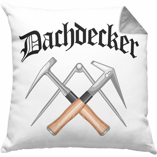 Dachdecker Geschenke Kissen mit Füllung 40x40 Lustig Mann Männer Zubehör Geschenkidee Dachdecker-Meister (Grau) Grau Trendation