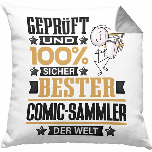 Comic-Sammler Geschenk Lustiger Spruch für Comic-Sammler Geschenkidee Bester Comic-Sammler Der WeltKissen mit Füllung 40x40 (Grau) Grau Trendation