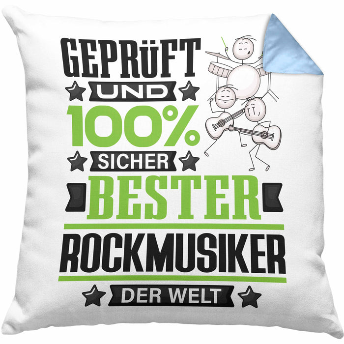 Rockmusiker Geschenk Lustiger Spruch für Rockmusiker Geschenkidee Bester Rockmusiker Der WeltKissen mit Füllung 40x40 (Grau) Blau Trendation