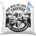 Trucker Geschenk Kissen mit Füllung 40x40 Der Weg Ist Das Ziel Trucker LKW Fahrer Geschenkidee (Grau) Blau Trendation