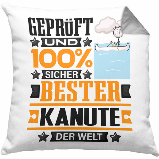 Kanute Geschenk Lustiger Spruch für Kanute Geschenkidee Bester Kanute Der WeltKissen mit Füllung 40x40 (Grau) Grau Trendation