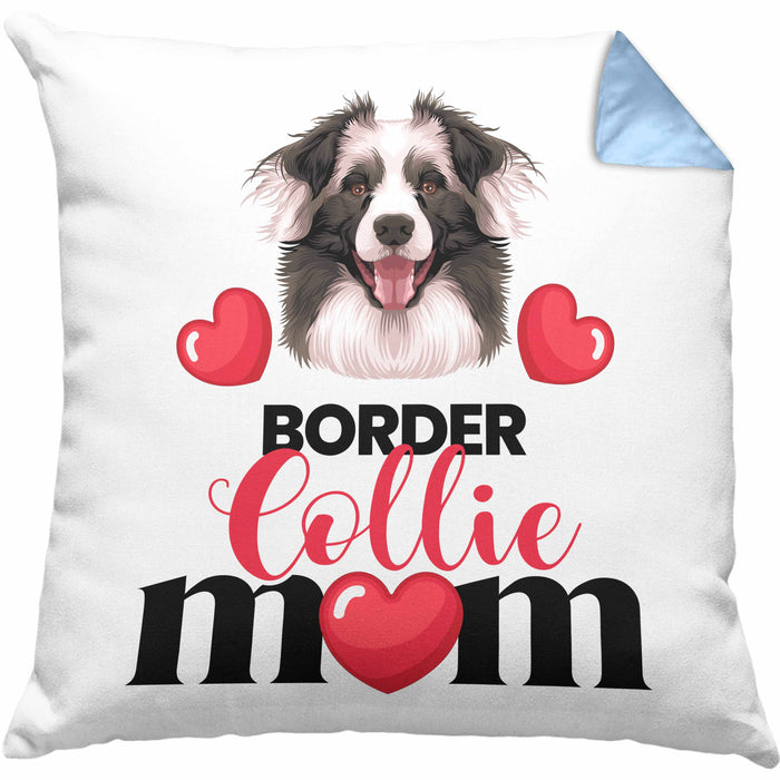 Border Collies Besitzer Mom Mama Kissen mit Füllung 40x40 Geschenk Lustiger Spruch Geschenkidee Border Collies Besitzerin (Grau) Blau Trendation