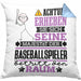 Baseballspieler Geschenk Kissen mit Füllung 40x40 Lustiger Spruch Erheben Sie Sich Der Baseballspieler Betritt den Raum (Grau) Blau Trendation