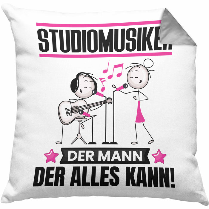 Studiomusiker Kissen mit Füllung 40x40 Geschenk für Studiomusiker Der Mann Der Alles Kann Geschenkidee zum Geburtstag (Grau) Grau Trendation