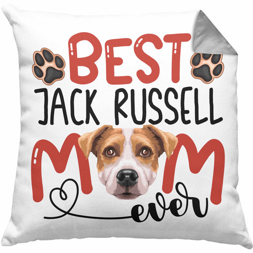 Jack Russell Mom Besitzerin Kissen mit Füllung 40x40 Geschenk Lustiger Spruch Geschenkidee Besitzerin Jack Russell Mama (Grau) Grau Trendation