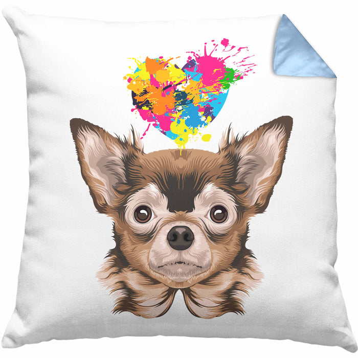 Chihuhahua Mama Besitzer Kissen mit Füllung 40x40 Geschenkidee Frauchen Herrchen Herz (Grau) Blau Trendation