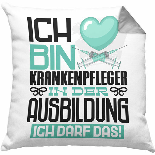 Krankenpfleger Ausbildung Kissen mit Füllung 40x40 Geschenk Ich Bin Krankenpfleger In Der Ausbildung Ich Darf Das Geschenkidee Spruch (Grau) Grau Trendation