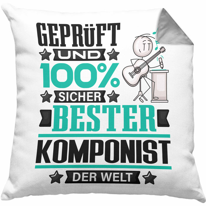 Komponist Geschenk Lustiger Spruch für Komponist Geschenkidee Bester Komponist Der WeltKissen mit Füllung 40x40 (Grau) Grau Trendation