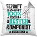 Komponist Geschenk Lustiger Spruch für Komponist Geschenkidee Bester Komponist Der WeltKissen mit Füllung 40x40 (Grau) Grau Trendation