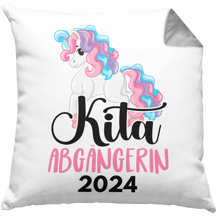 Kita Abgängerin 2024 Einschulung Mädchen Geschenk Kissen mit Füllung 40x40 Schulstart 1. Schultag Schuleinführung Schulanfang Geschenkidee Schulkind (Grau) Grau Trendation