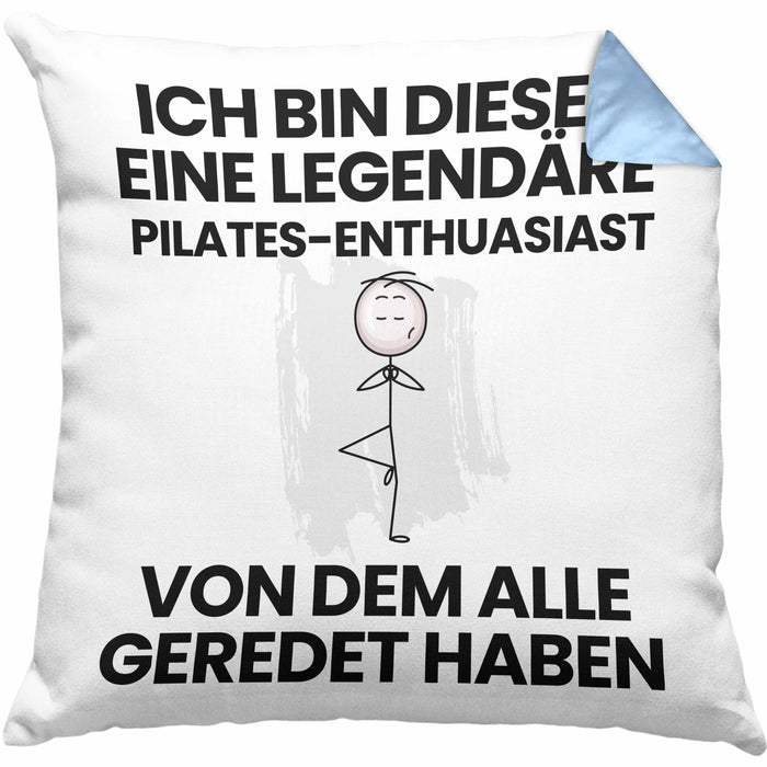 Pilates-Enthusiast Geschenk Kissen mit Füllung 40x40 Lustige Geschenkidee Geburtstag für Pilates-Enthusiast Ich Bin Dieser Legendäre Pilates-Enthusiast Von Dem Alle Geredet Haben (Grau) Blau Trendation
