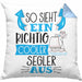 Segler Kissen mit Füllung 40x40 Geschenk So Sieht Ein Richtig Cooler Segler Aus Geschenkidee Spruch Lustig (Grau) Blau Trendation