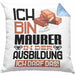 Maurer Ausbildung Kissen mit Füllung 40x40 Geschenk Ich Bin Maurer In Der Ausbildung Ich Darf Das Geschenkidee Spruch (Grau) Blau Trendation