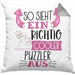 So Sieht Ein Richtig Cooler Puzzler Aus Geschenk Kissen mit Füllung 40x40 Lustiger Spruch Geschenkidee (Grau) Grau Trendation