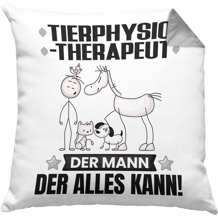 Tierphysiotherapeut Kissen mit Füllung 40x40 Geschenk für Tierphysiotherapeut Der Mann Der Alles Kann Geschenkidee zum Geburtstag (Grau) Grau Trendation