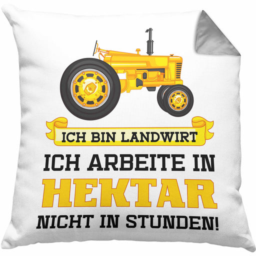 Landwirt Geschenk Kissen mit Füllung 40x40 Landwirtschaft Geschenke für Männer Traktor Spruch (Grau) Grau Trendation