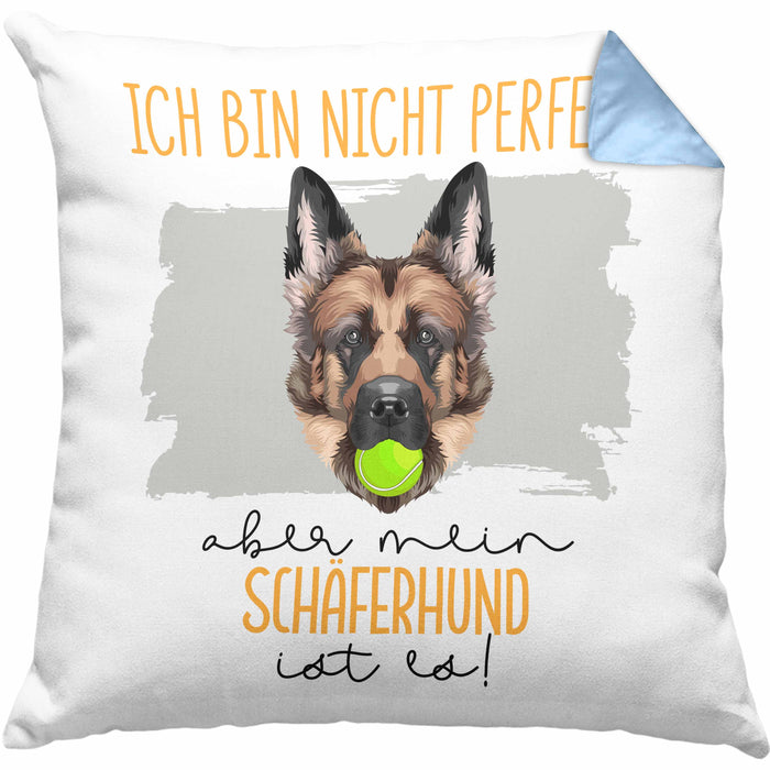 Schäferhund Besitzer Kissen mit Füllung 40x40 Geschenk Lustiger Spruch Geschenkidee Besitzerin Ich Bin Nicht toll Aber Mein Schäferhund Ist Es (Grau) Blau Trendation