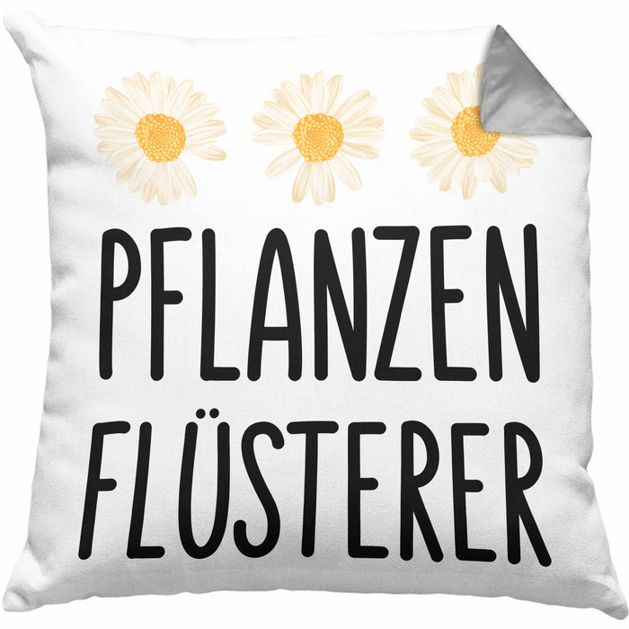 Pflanzenflüsterer Gärtner Kissen mit Füllung 40x40 mit Spruch Garten Hobbygärtner Geschenk Lustig Gärtnerin Geschenkidee (Grau) Grau Trendation