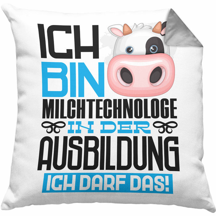 Milchtechnologe Ausbildung Kissen mit Füllung 40x40 Geschenk Ich Bin Milchtechnologe In Der Ausbildung Ich Darf Das Geschenkidee Spruch (Grau) Grau Trendation