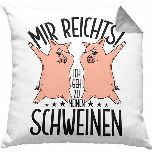 Lustige Kissen mit Füllung 40x40 Geschenk für Schweine-Bauer Geschenkidee Spruch (Grau) Grau Trendation