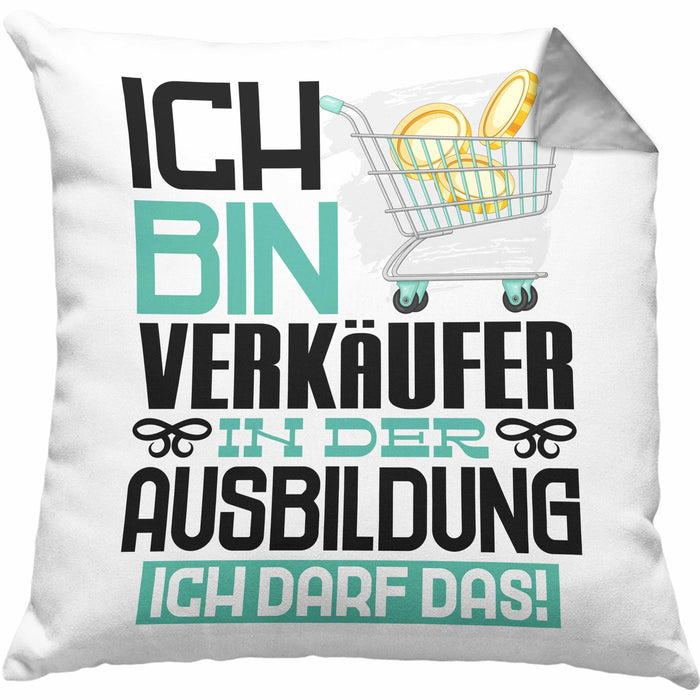 Verkäufer Ausbildung Kissen mit Füllung 40x40 Geschenk Ich Bin Verkäufer In Der Ausbildung Ich Darf Das Geschenkidee Spruch (Grau) Grau Trendation