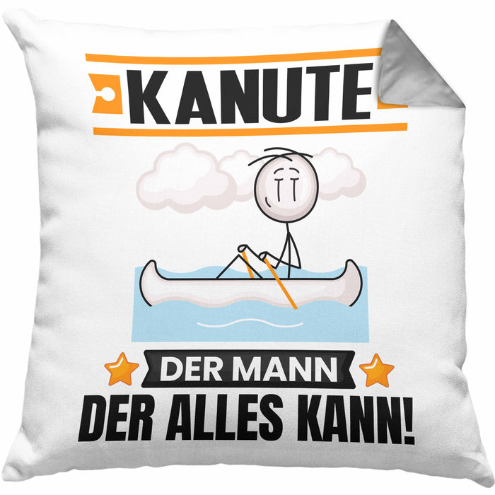 Kanute Kissen mit Füllung 40x40 Geschenk für Kanute Der Mann Der Alles Kann Geschenkidee zum Geburtstag (Grau) Grau Trendation