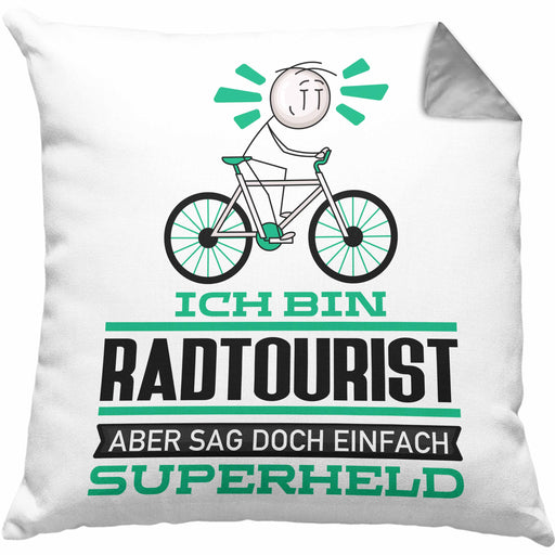 Radtourist Geschenk Kissen mit Füllung 40x40 Ich Bin Radtourist Aber Sag Doch Einfach Superheld Lustige Geschenkdiee für Radtourist (Grau) Grau Trendation