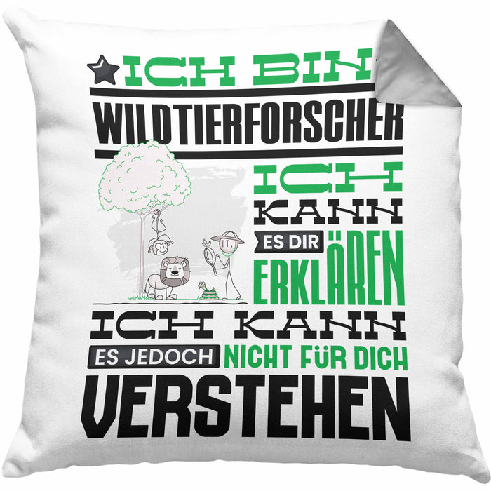 Wildtierforscher Geschenk Kaffee-Kissen mit Füllung 40x40 Geschenkidee für Wildtierforscher Ich Bin Wildtierforscher Ich Kann Es Dir Erklären Jedoch Nicht Für Dich Verstehen Spruch Lustig (Grau) Grau Trendation
