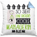 Managerin Geschenk Kissen mit Füllung 40x40 Lustig Geschenkidee für Managerin Geburtstag So Sieht Eine Richtig Coole Managerin Aus Frauen Spruch (Grau) Blau Trendation
