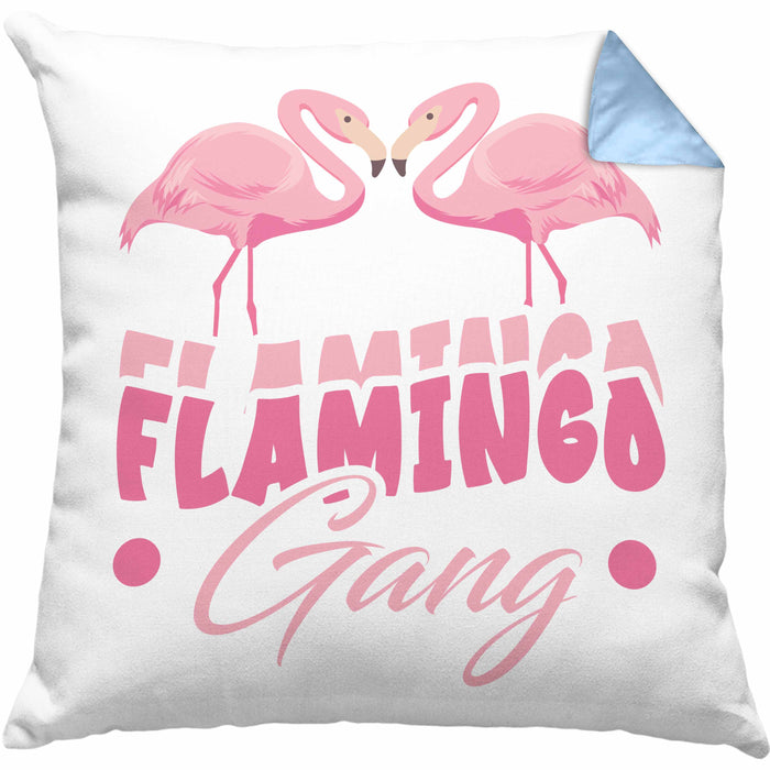 Flamingo Gang Kissen mit Füllung 40x40 Geschenkidee Pinke Flamingos JGA (Grau) Blau Trendation
